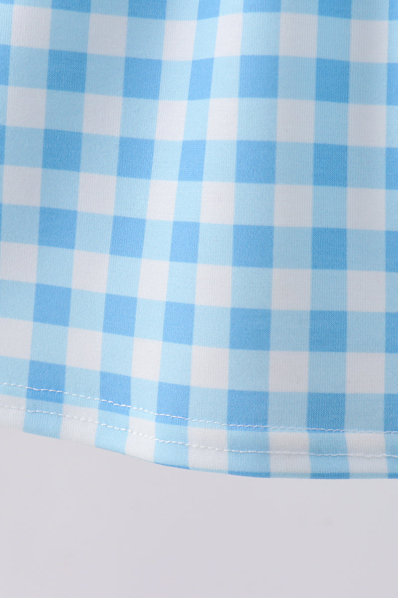 Apple Appliqué Gingham Ruffle Dress