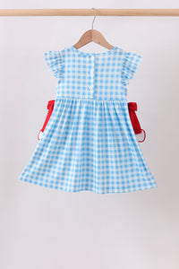Apple Appliqué Gingham Ruffle Dress
