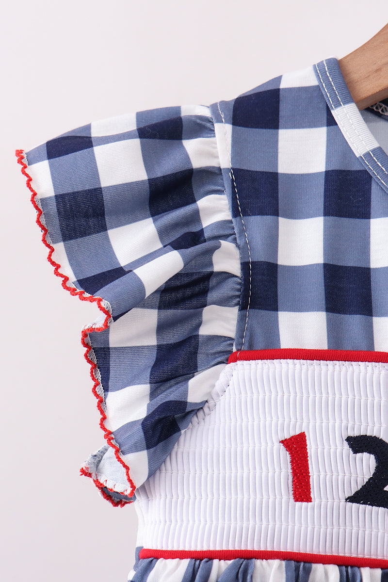 Apple Smocked Ruffle Gingham Set