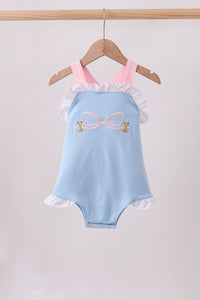 Pencil bow embroidery ruffle bubble