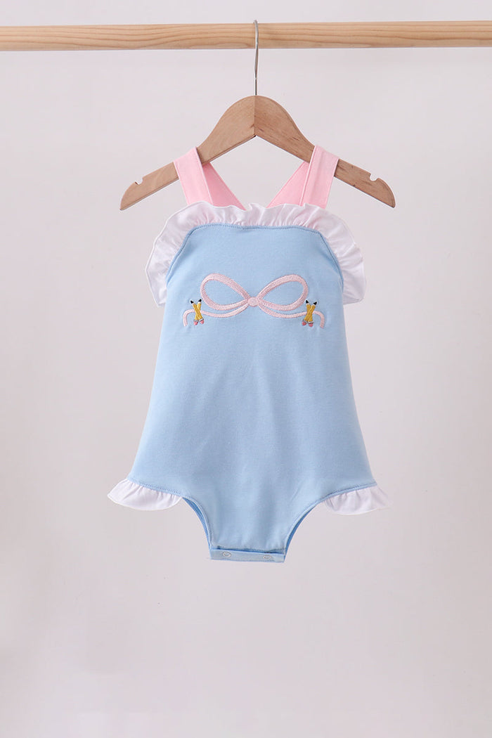 Pencil bow embroidery ruffle bubble