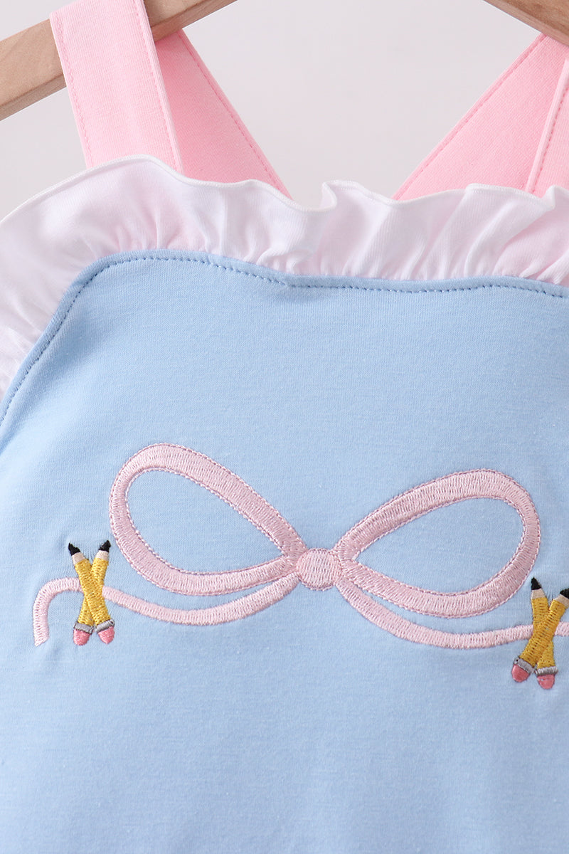 Pencil bow embroidery ruffle bubble