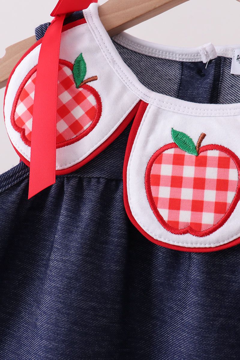 Apple Applique Denim Bloomer Set