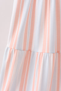 Multicolored Stripe Smocked Tiered Women Dress