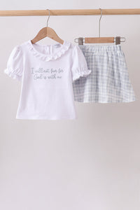 Faith Quote Embroidered Ruffle Shorts Set