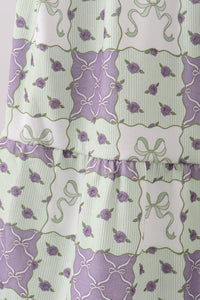 Purple Floral Smocked Women Dress