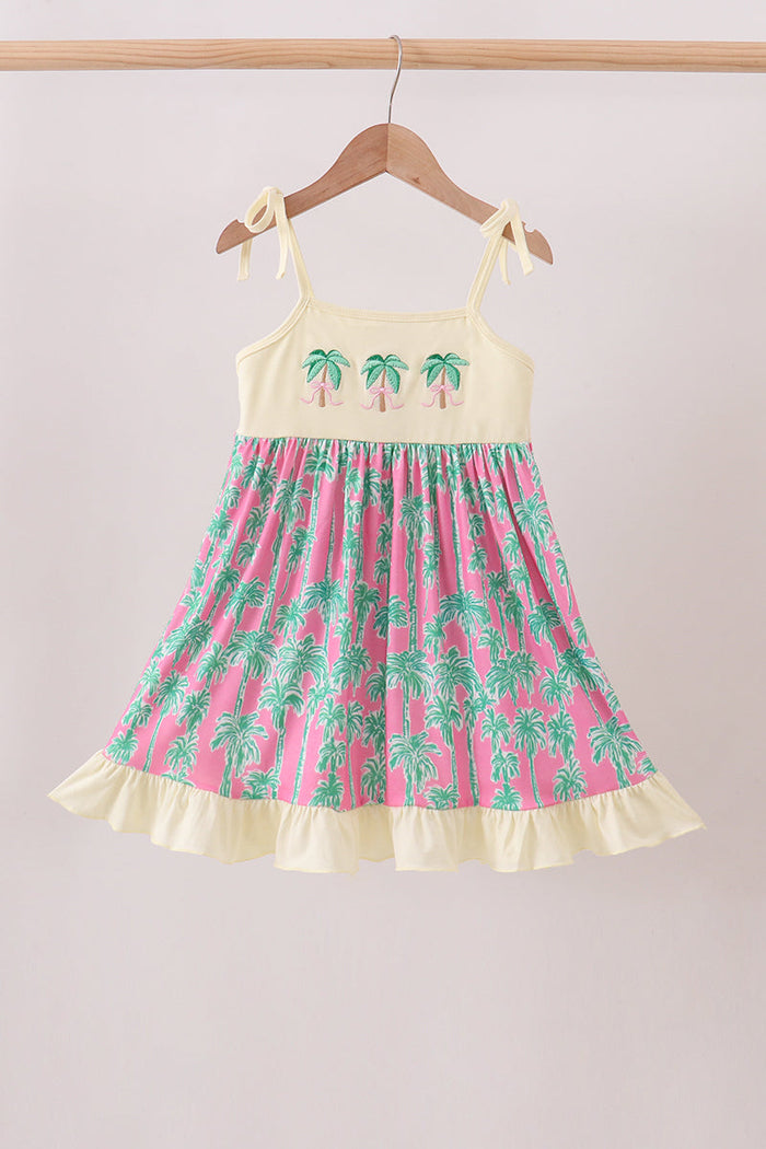 Palm Tree Embroidered Dress