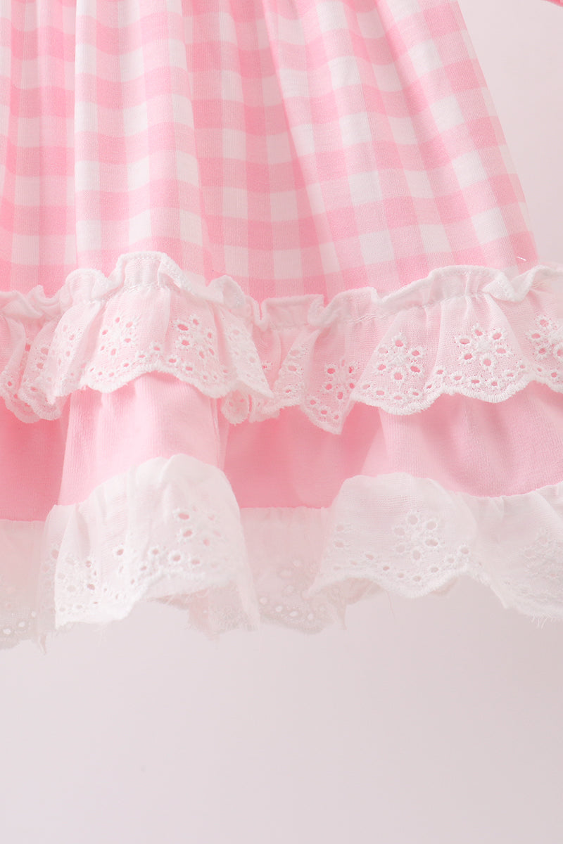 Pencil ABC embroidery gingham bloomer set