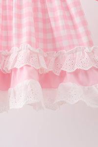 Pencil ABC embroidery gingham bloomer set