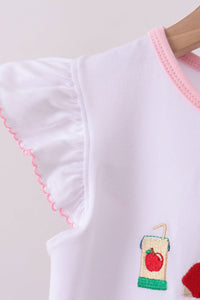 Pencil ABC embroidery gingham ruffle shorts set