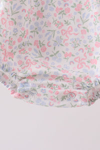 Blue Floral Print Ruffle Bubble