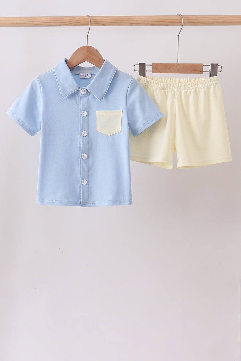 Colorblock Pocket Shorts Set