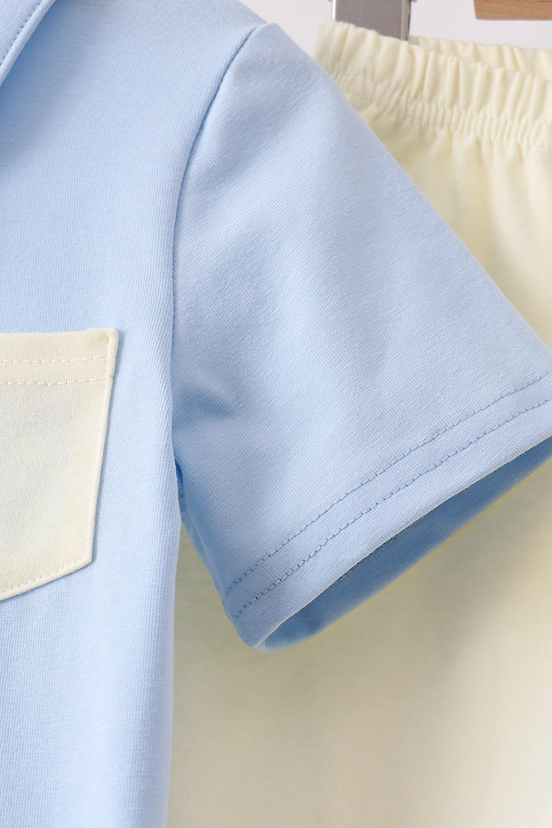 Colorblock Pocket Shorts Set