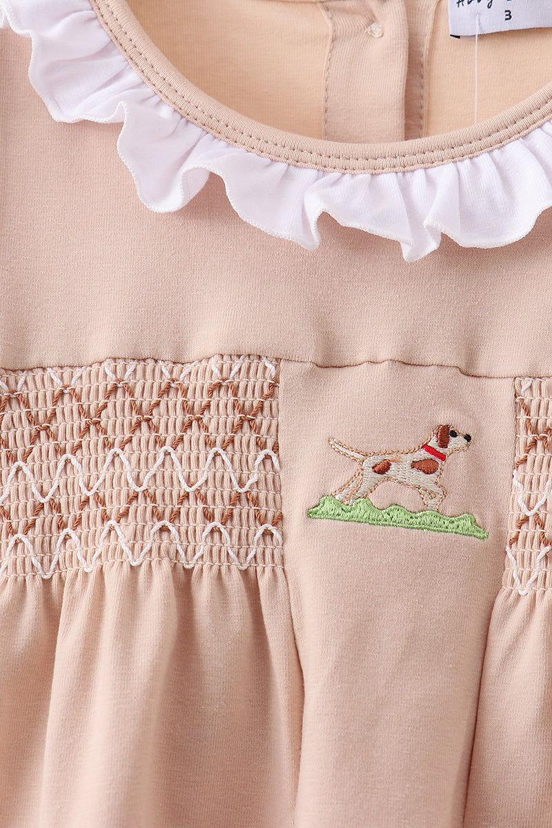 Puppy Smocked Ruffle Shorts Set