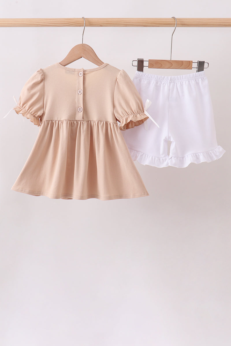 Puppy Smocked Ruffle Shorts Set