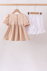 Puppy Smocked Ruffle Shorts Set
