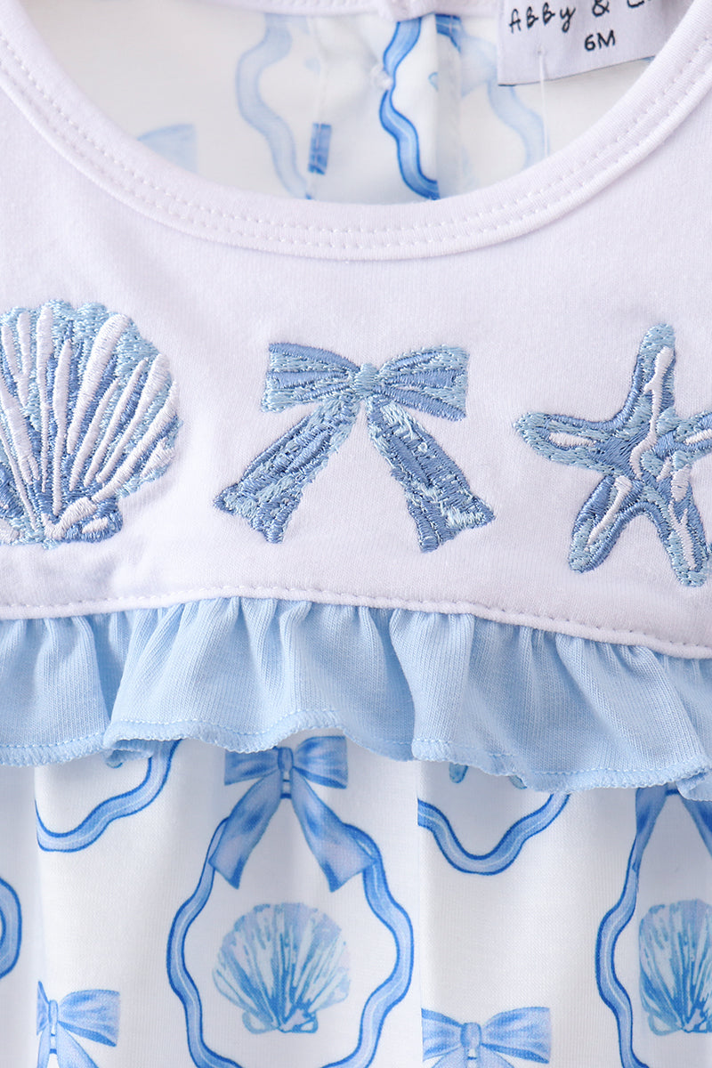Shells Embroidered Ruffle Bubble