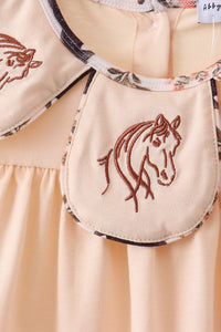 Horse embroidery ruffle shorts set