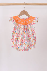 Jesus Loves me Embroidered Floral Bubble