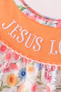 Jesus Loves me Embroidered Floral Bubble