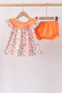 Jesus Loves me Embroidered Floral Bloomer Set
