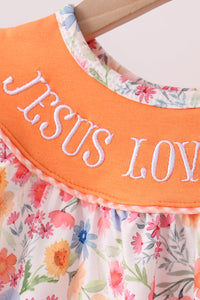 Jesus Loves me Embroidered Floral Bloomer Set