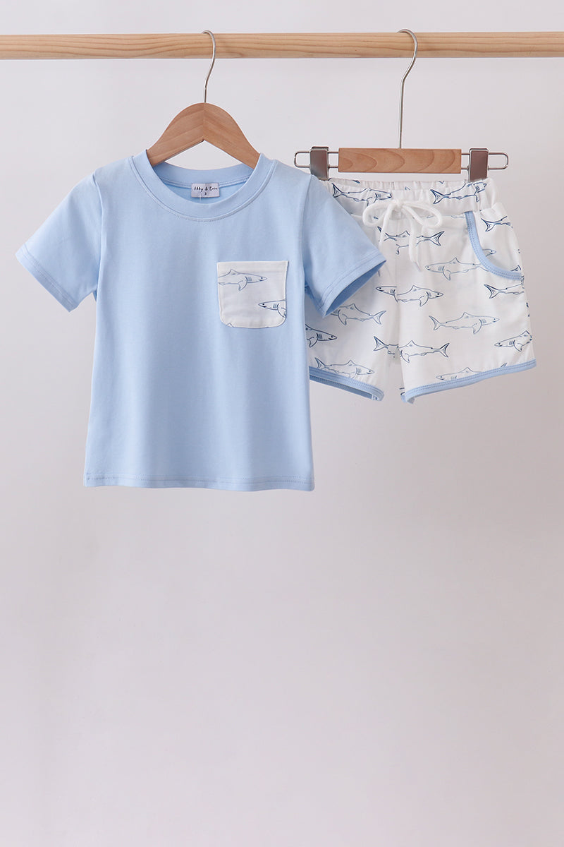 Shark Print Shorts Set