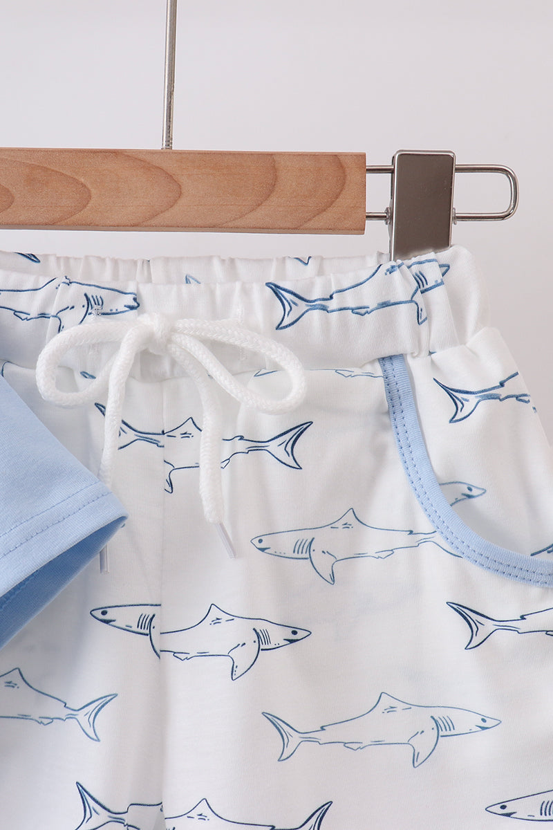 Shark Print Shorts Set