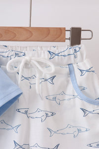Shark Print Shorts Set