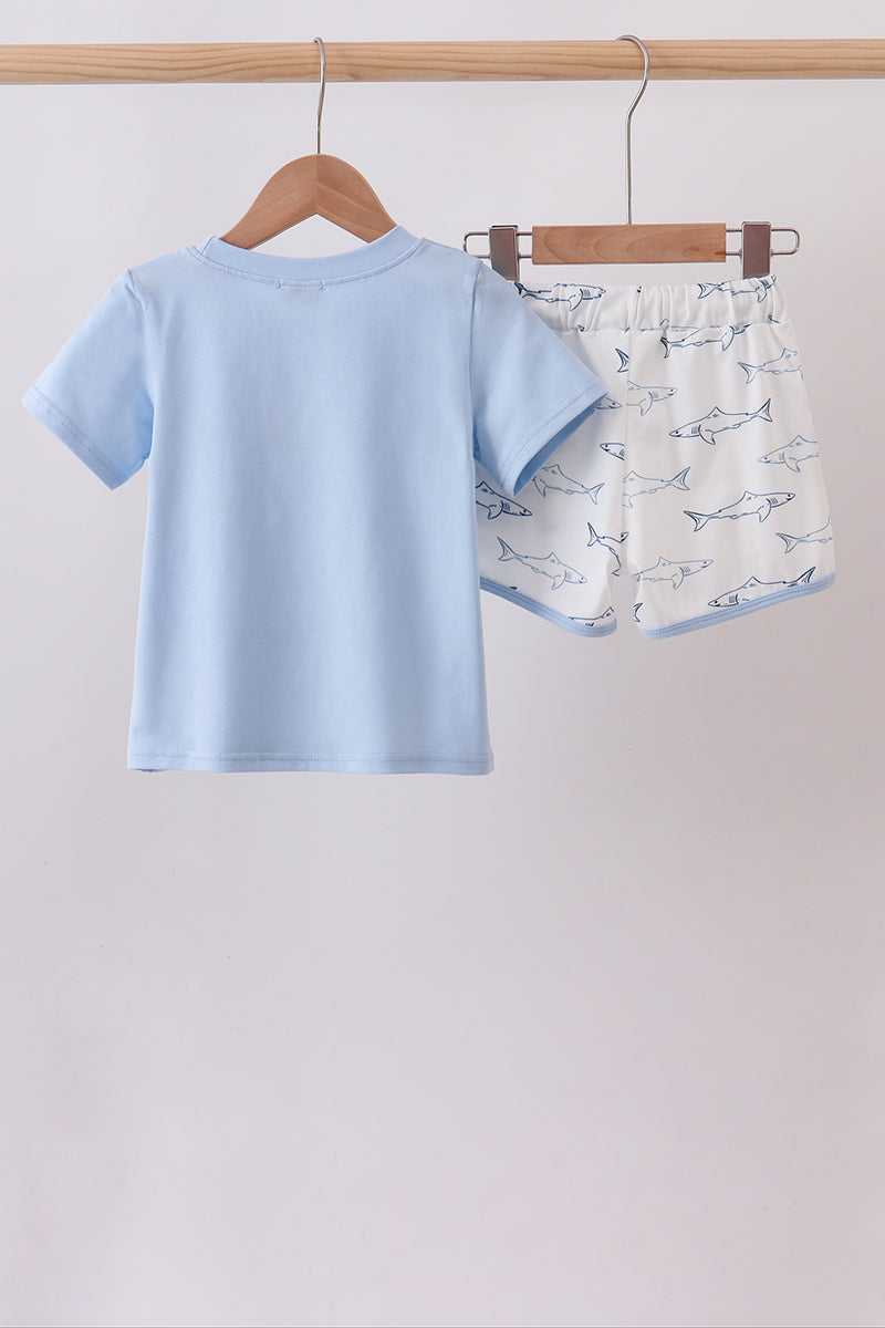 Shark Print Shorts Set