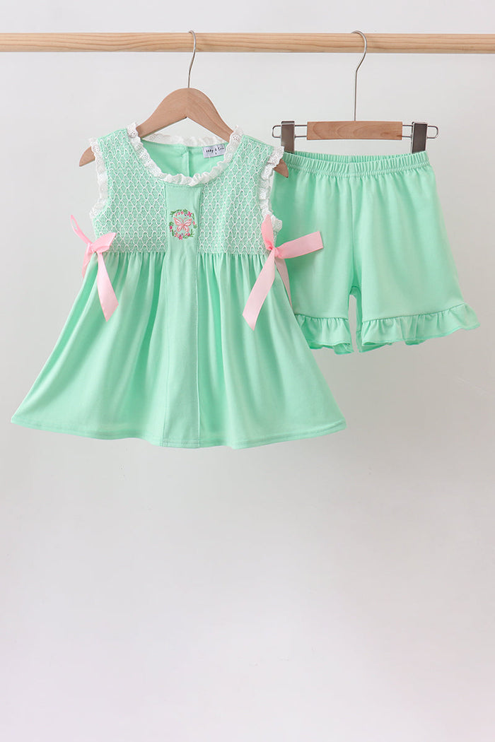 Butterfly Smocked Ruffle Shorts Set
