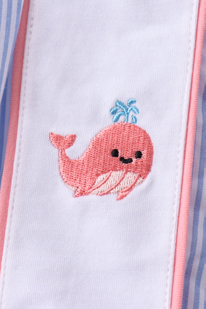 Whale Smocked Seersucker Shorts Set