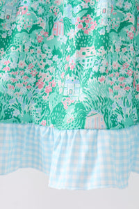 Green house floral Ruffle Dress