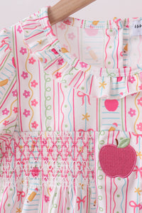 Apple Smocked Ruffle Shorts Set