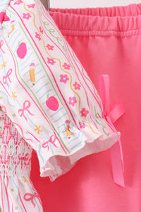 Apple Smocked Ruffle Shorts Set