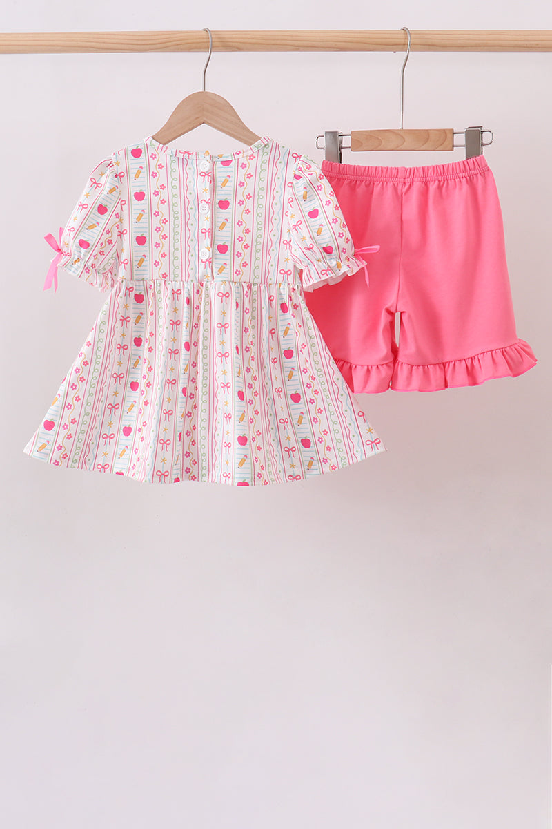 Apple Smocked Ruffle Shorts Set