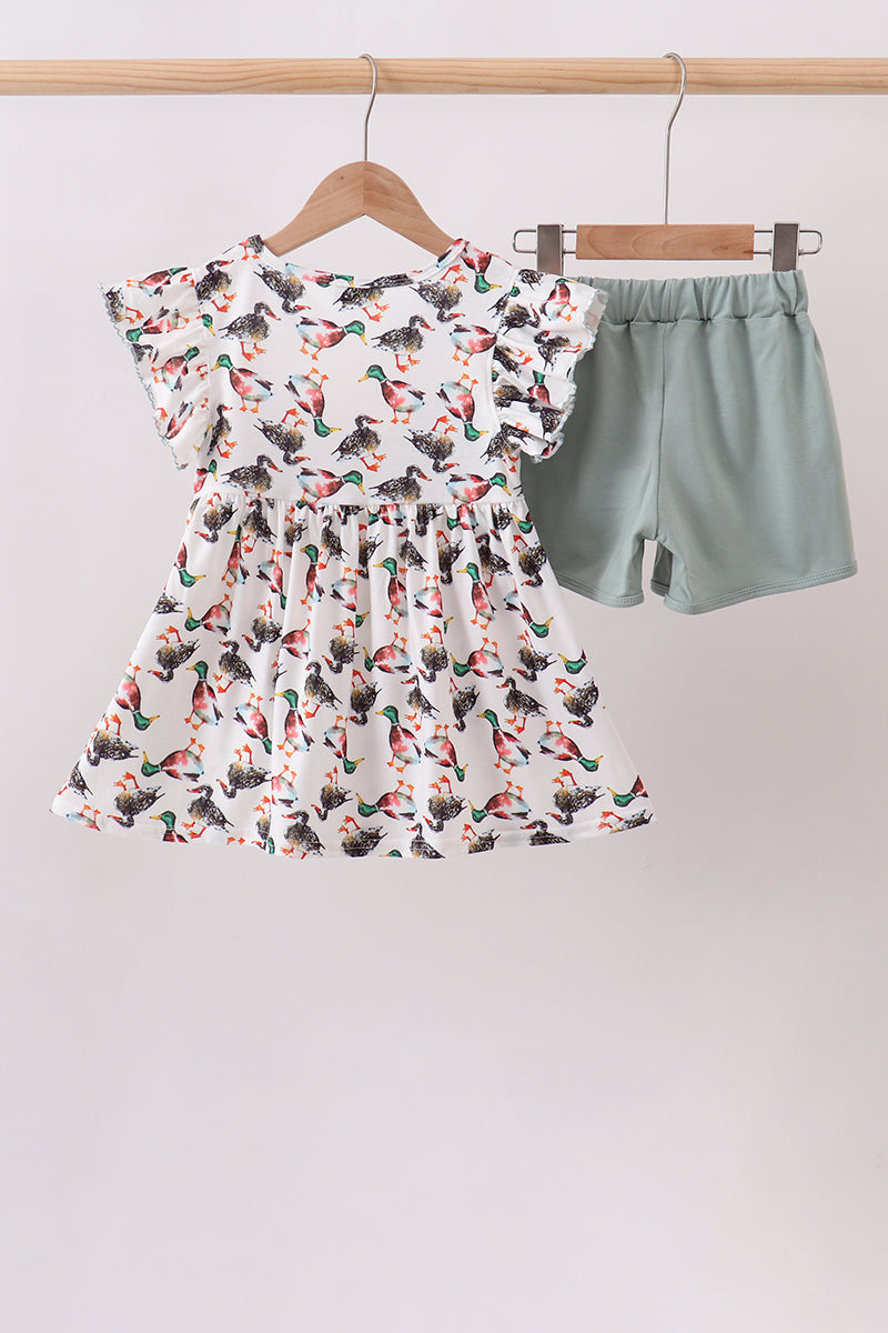 Mallard French Knot Ruffle Shorts Set