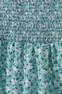Green Floral Smocked Mom Dress