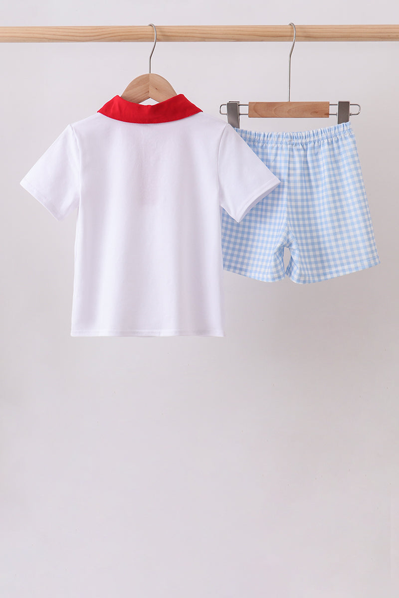 Puppy Embroidered Boys Shorts Set