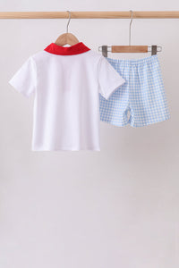 Puppy Embroidered Boys Shorts Set