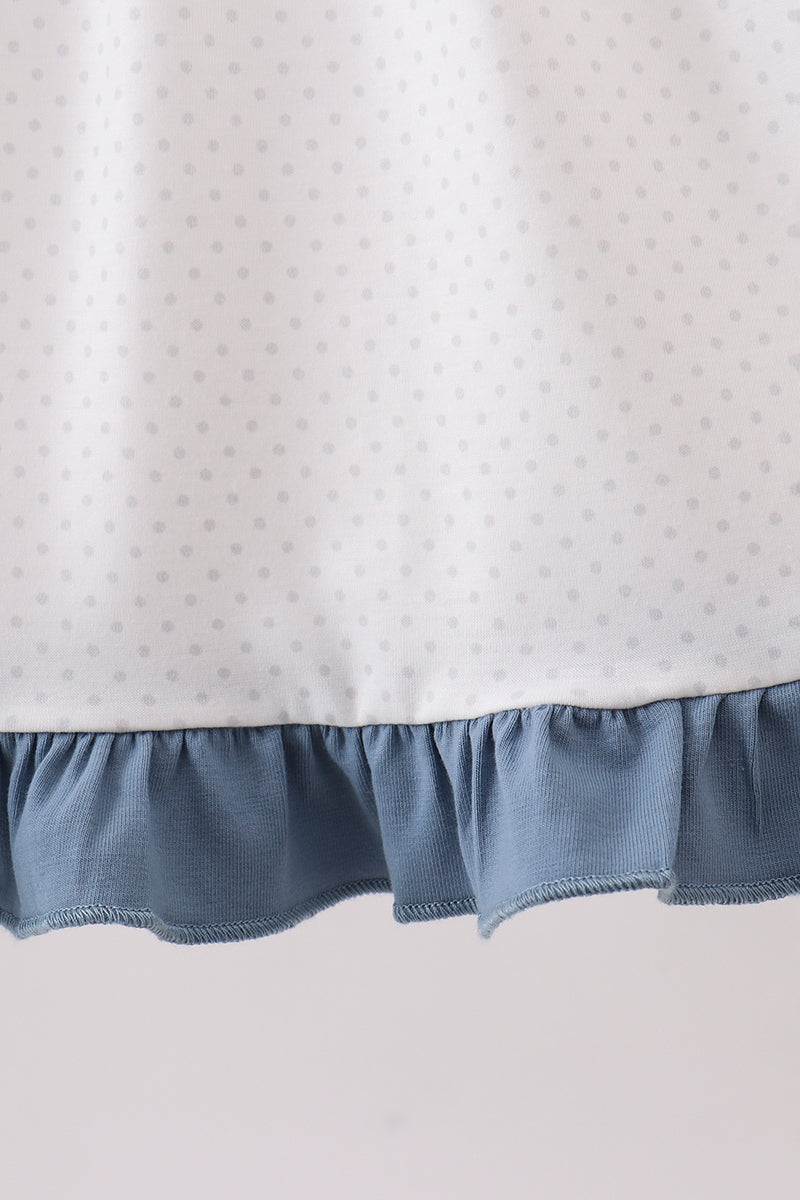 Apple Crayon French Knot Ruffle Dress