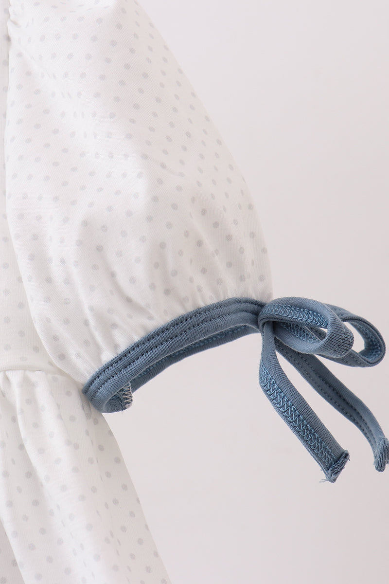Apple Crayon French Knot Ruffle Dress