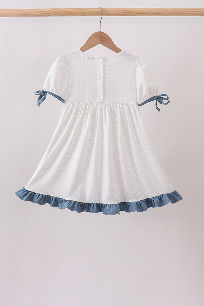 Apple Crayon French Knot Ruffle Dress