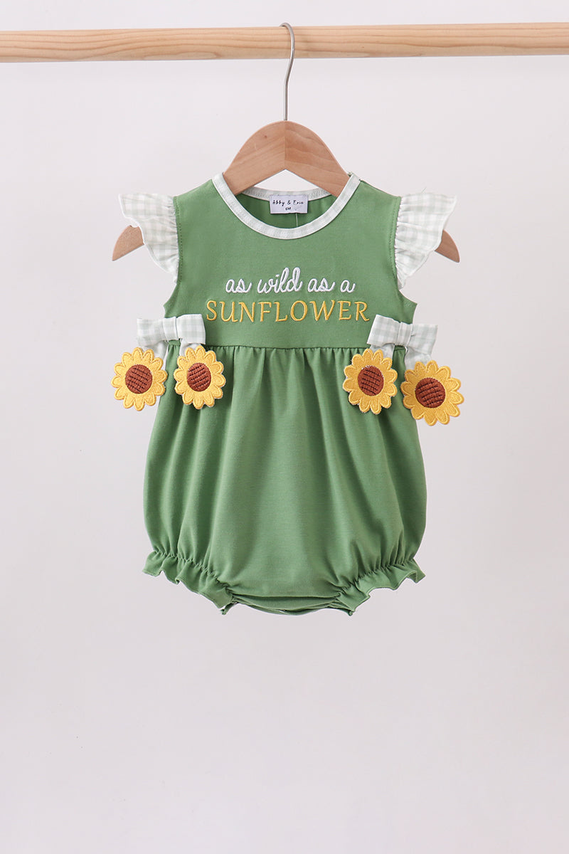 Sunflower Applique Ruffle Bubble