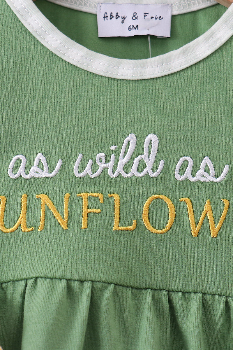 Sunflower Applique Ruffle Bubble