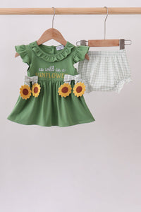 Sunflower Applique Ruffle Bloomer Set
