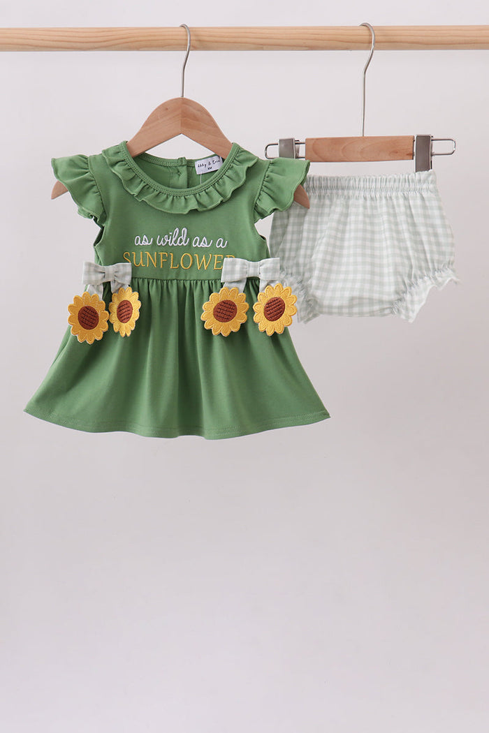 Sunflower Applique Ruffle Bloomer Set