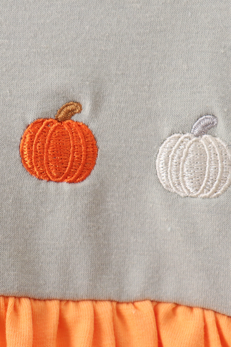 Pumpkin Embroidery Ruffle Bloomer Set