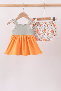 Pumpkin Embroidery Ruffle Bloomer Set