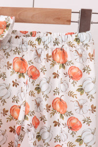 Pumpkin Embroidery Ruffle Pants Set